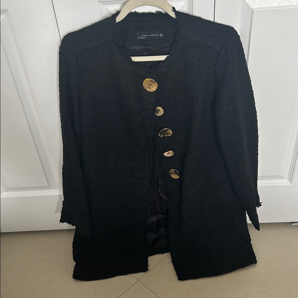 Zara mid-length gold button jacket